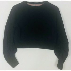 Cupio Womens Black Long Puffy Scrunch Sleeve Blouse Crop Top Size S/P